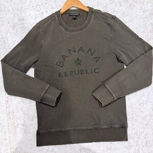 Banana Republic Olive Crewneck Sweatshirt with Embossed Logo